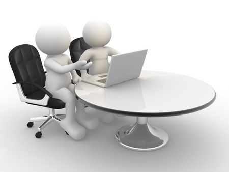 Artists image to illustrate people having a meeting