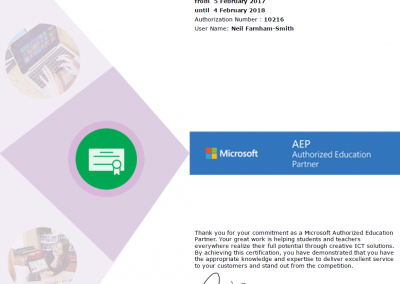 Microsoft AER 2017 Certificate for Surftec Ltd